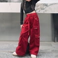 thumbnail image 6 of Coerni Cargo Pants for Tween Girls Y2K Streetwear Cargo Parachute Pants Elastic Waist Loose Trousers Hip Hop Oversized Trousers, 6 of 7