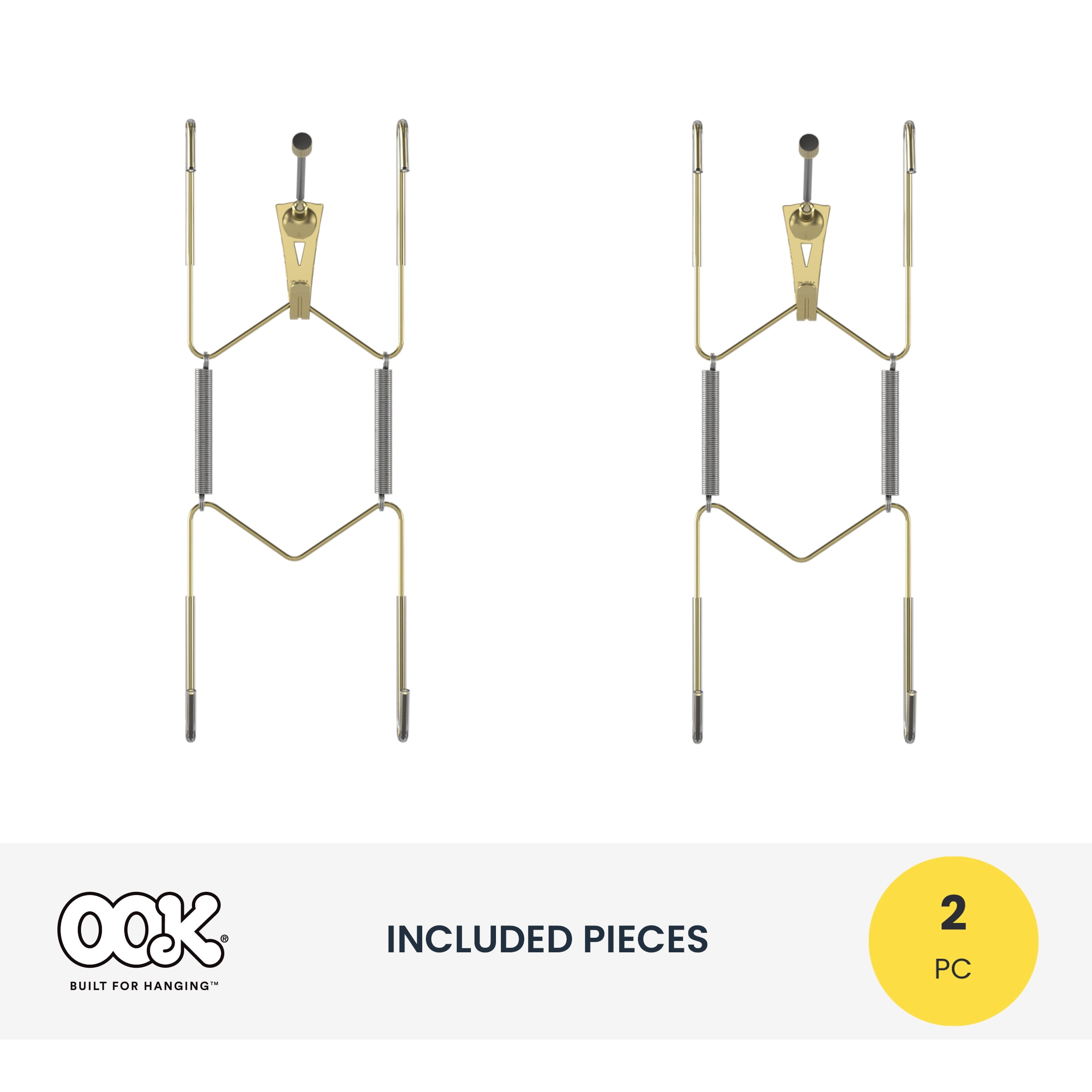 (2 pack) Ook Deluxe Plate Hanger Set with Wall Hanger 7" - 10", 30 lbs, Steel, Zinc Finish, Gold, 2 pack