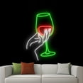 thumbnail image 2 of Handmadetneonsign Wine Glass On Hand Neon Sign, Drink Liquor Wall Art Decor, Bar Pub Wall Decor, 2 of 5