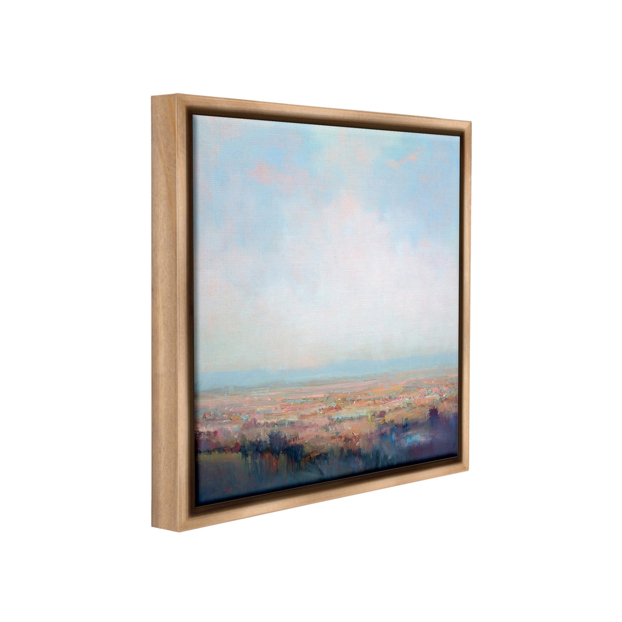 Stupell Industries Clear Sky over Nature Landscape Painting Brown Floater Framed Canvas Art Print Wall Art, 18 x 18
