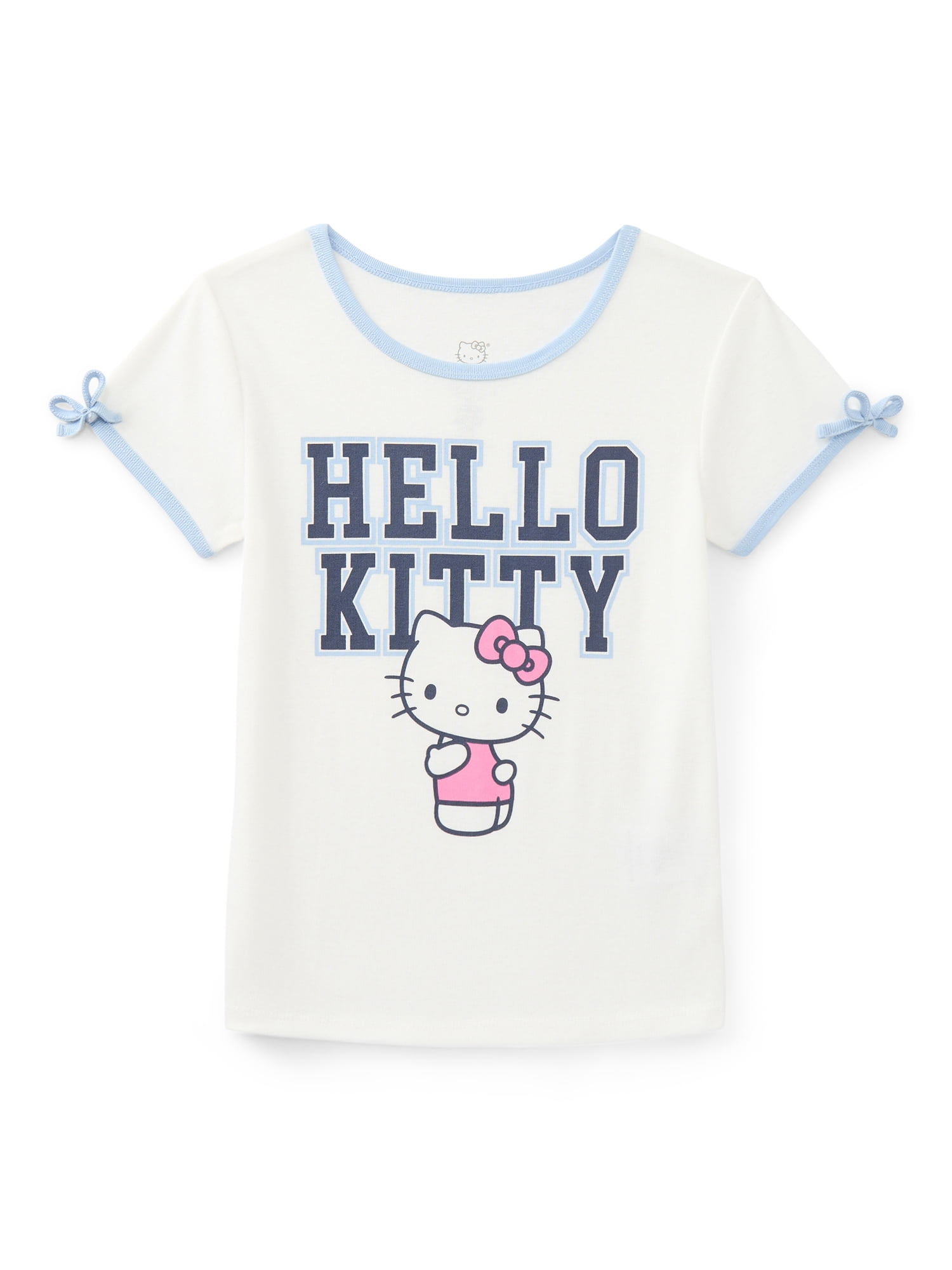 Hello Kitty Girls Bow Detail Graphic Tee with Short Sleeves, Sizes 4-16