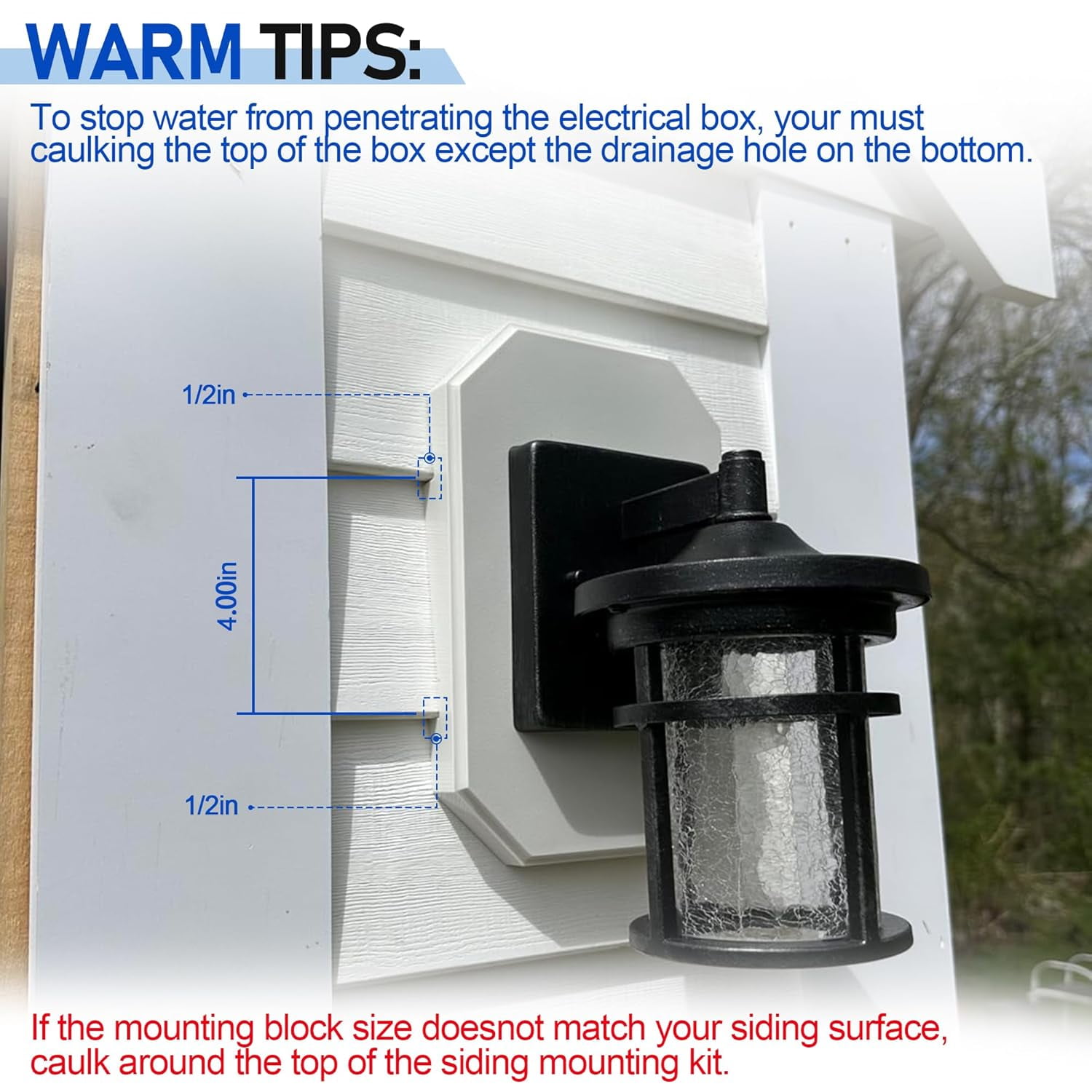 ABCISI Siding Mounting Block 8141DBL, Vinyl Siding Mounting Block Outdoor Light Mount Plate Kit with Built-in Electrical Box for 1/2 inch Lap Double, White Outdoor Light Plate