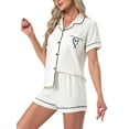 thumbnail image 4 of INSPIRE CHIC Womens Pajama Set Heart Print Cute Sleepwear Short Sleeve Button Downs Shirt with Shorts Lounge Sets M White, 4 of 6