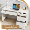 thumbnail image 5 of DreamCurship 52 inch White Desk with 4 Storage Drawers, Home Office Desk for Small Spaces, Computer Desk with File Cabinet, White, 5 of 7