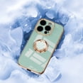 thumbnail image 4 of Design for iPhone 16 Pro Max Case, Soft TPU Edge Plating 360 Degree Rotation Ring Holder Kickstand Protective Anti-Scratch Cover Magnetic Work with Car for iPhone 16 Pro Max, Mint, 4 of 5