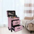 thumbnail image 3 of 3 Layers Rolling Makeup Case, Large Cosmetic Trolley with Locks, Dividers, Cosmetics Storage Organizer 14.2*9.1*22.8in for Makeup / Nail Art / Hair Styling, Pink, 3 of 32
