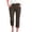 #100-Brown, variant on Cutuoiiu Women Fashion Button Closure Solid Color Mid Rise Slim Fit Capri Pants with Side Vent and Pockets Casual Stretch Trousers Gifts