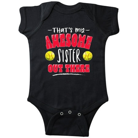 

Inktastic That s My Awesome Sister Out There with Softballs Gift Baby Boy or Baby Girl Bodysuit