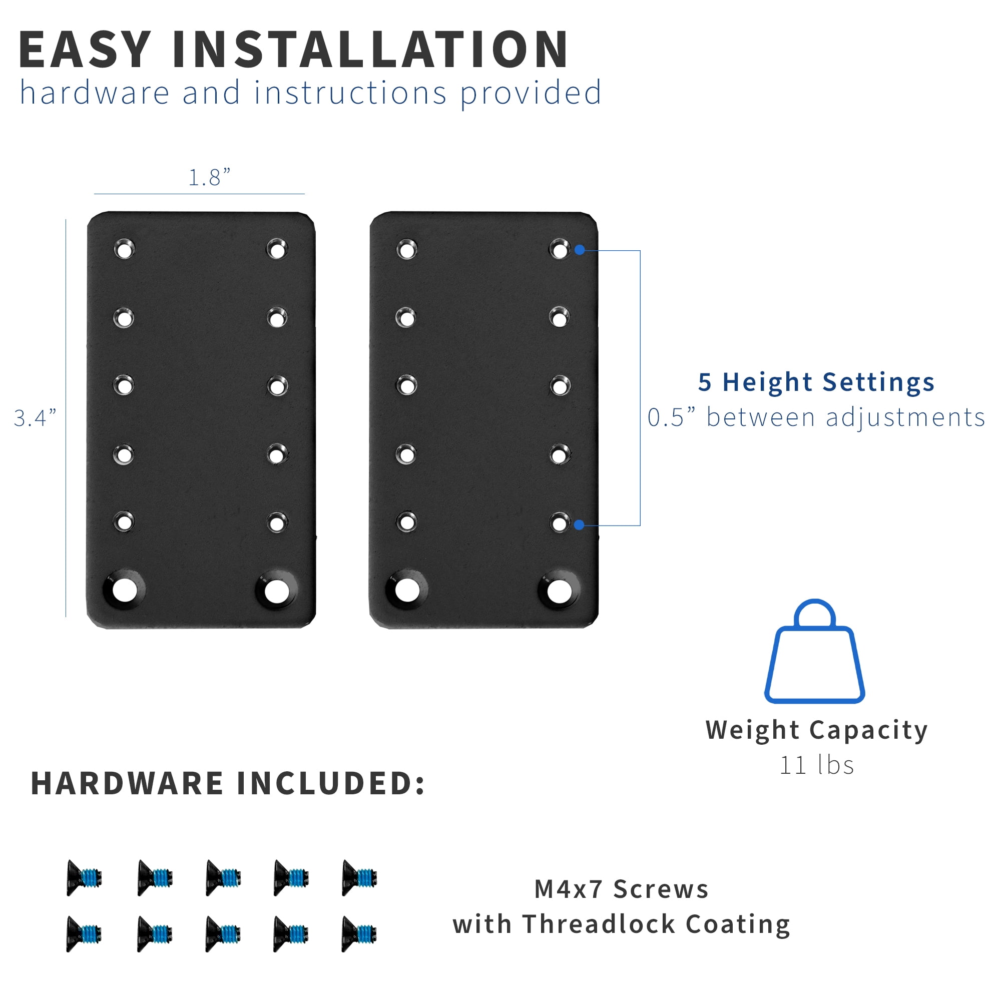 VIVO Black Height Adjustment Kit for MOUNT-KB05E Under Desk Keyboard Tray Series