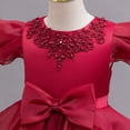 thumbnail image 5 of Lace Flower Sleeveless Gown Dress with Bow Decoration for Girls, Kids Wedding Bridesmaid Pageant Party Formal Long Gown Princess Tulle Floral Embroidery Girl Birthday Party Dresses - 2-10T, 5 of 7