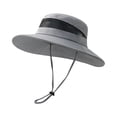 thumbnail image 2 of Baberdicy Outdoor Sun Hat, Summer Sun Hat with Wide Brim And Adjustable Chin Strap, Outdoor Bucket Hat with Ponytail Hole for Fishing, Hiking, Camping, Sun Protection for Men And Women Grey, 2 of 3