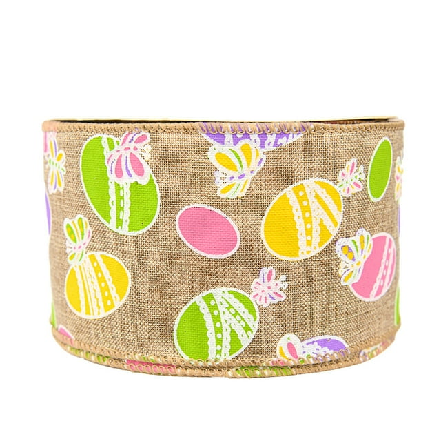 Easter Printed Rabbit Eggs Decorative Ribbons Wire Edges Truck Ribbon Ribbons
