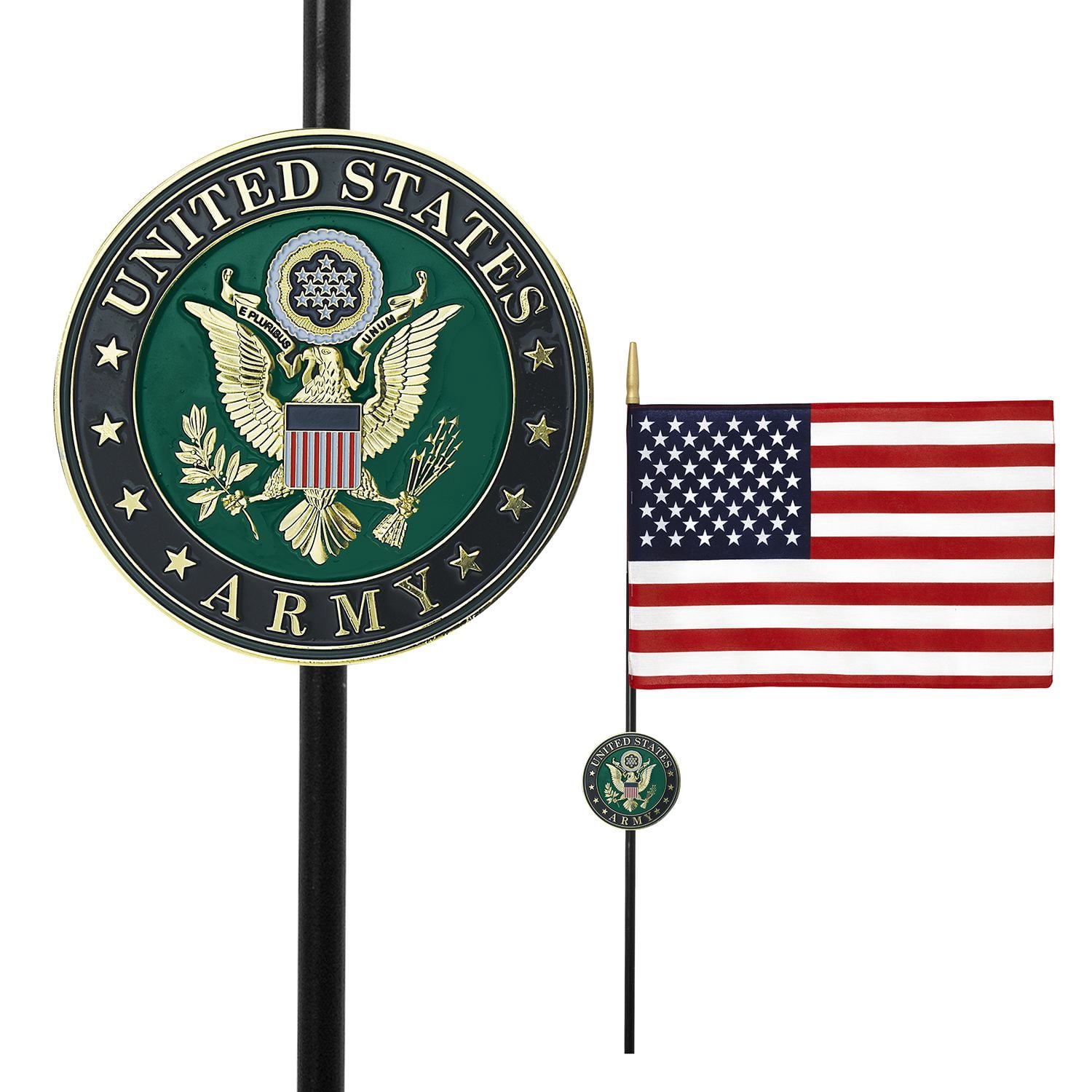 Allied Army Veteran Grave Marker With 30 Inch Tall American Cemetery Flag