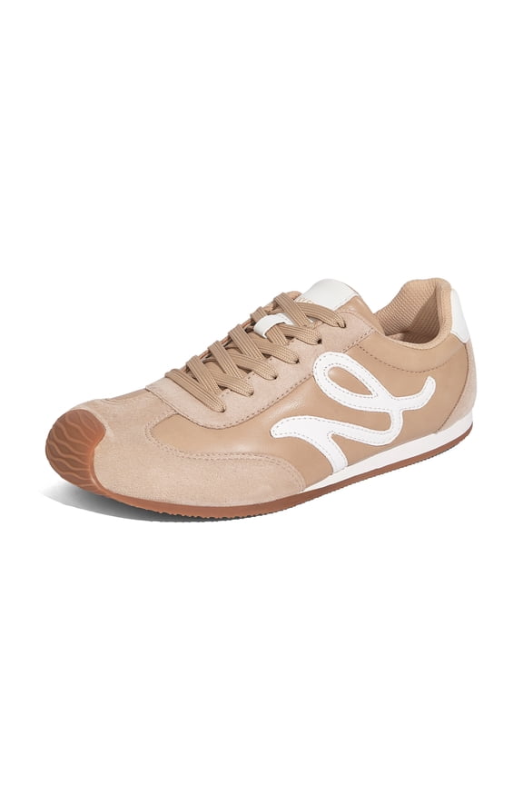 Womens Retro Thin Sole Sneakers Lightweight Wide Toe Box Casual Shoes,Beige