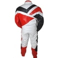 thumbnail image 3 of 2 PC Genuine Leather Motorbike Motorcycle Drag Racing Suit Red with Metal Waist Zipper, 3 of 3