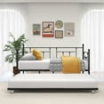 thumbnail image 2 of BTMWAY Daybed with Trundle Included, Twin Size Metal Daybed Frame with Pop Out Trundle Bed, Heavy Duty Twin Sofa Bed for Kids Teens Adults, No Box Spring Needed, Black, 2 of 12