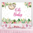 thumbnail image 2 of Toile de Fond Paresseux Floral Rose pour Baby Shower, 2 of 5