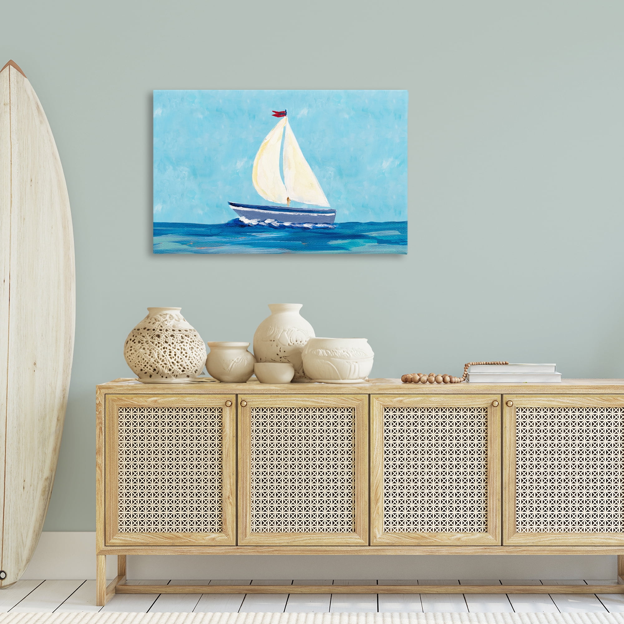 Stupell Industries Sail The Sea Transportation Painting Gallery Wrapped Canvas Art Print Wall Art, 36 x 24