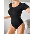 thumbnail image 7 of YUSHOW Womens Bodysuits Round Neck Short Sleeve T Shirts Basic Bodysuit (Black,M), 7 of 7
