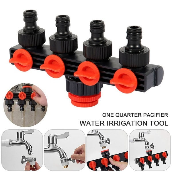 4 Way Home Garden Hose Pipe Splitter Drip Irrigation Water Connector