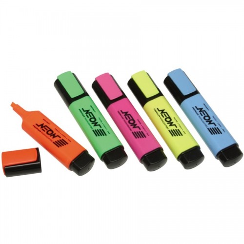 New AbilityOne 7520014636556 SKILCRAFT Flat Fluorescent Highlighter, Chisel Tip, Assorted Colors, 5/Set,Each