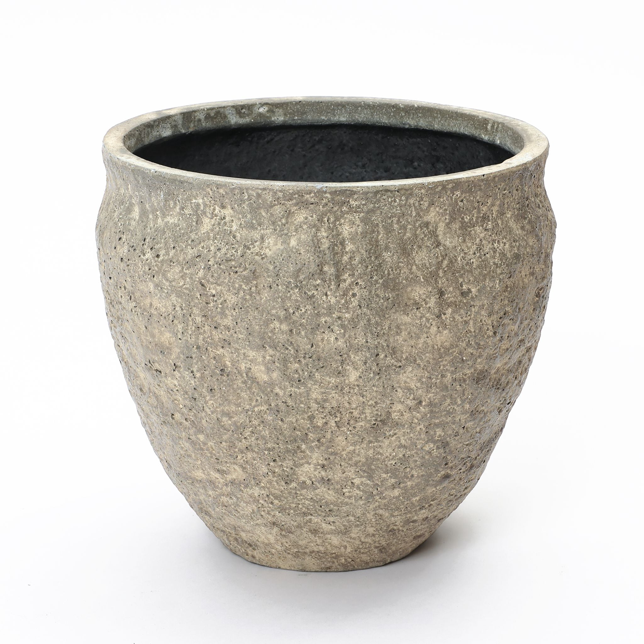 LuxenHome Weathered Earthstone Green Round Planter, 12.4" Round, Textured Concrete Pot