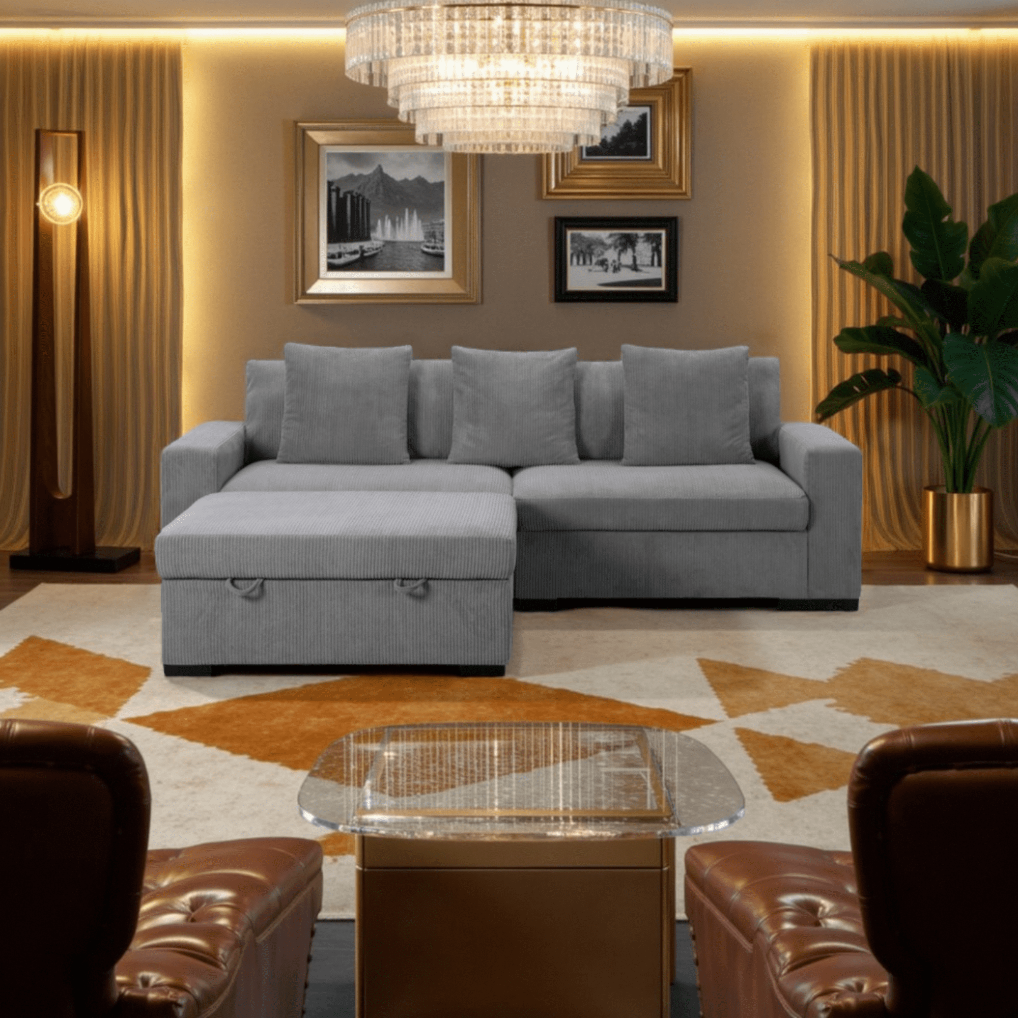 Gewnee Oversized Modular Sectional Fabric Sofa Set, Perfect For Gatherings With Family or Friends, Watching TV, Reading Books and Enjoying Your Time.
