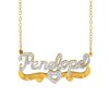 Personalized Name Necklace with Beading and Rhodium on Name and Heart