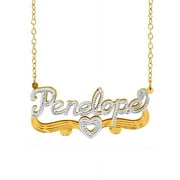 Personalized Name Necklace with Beading and Rhodium on Name and Heart