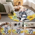 thumbnail image 5 of Round Rugs 8 Ft, Farmhouse Non Slip Area Rugs for Kitchen Bedroom Entryway, Watercolor Sunflowers Animals Printed Wood Grain Washable Carpet Runner Rug Floor Mats for Bedroom Home Decor, 5 of 8