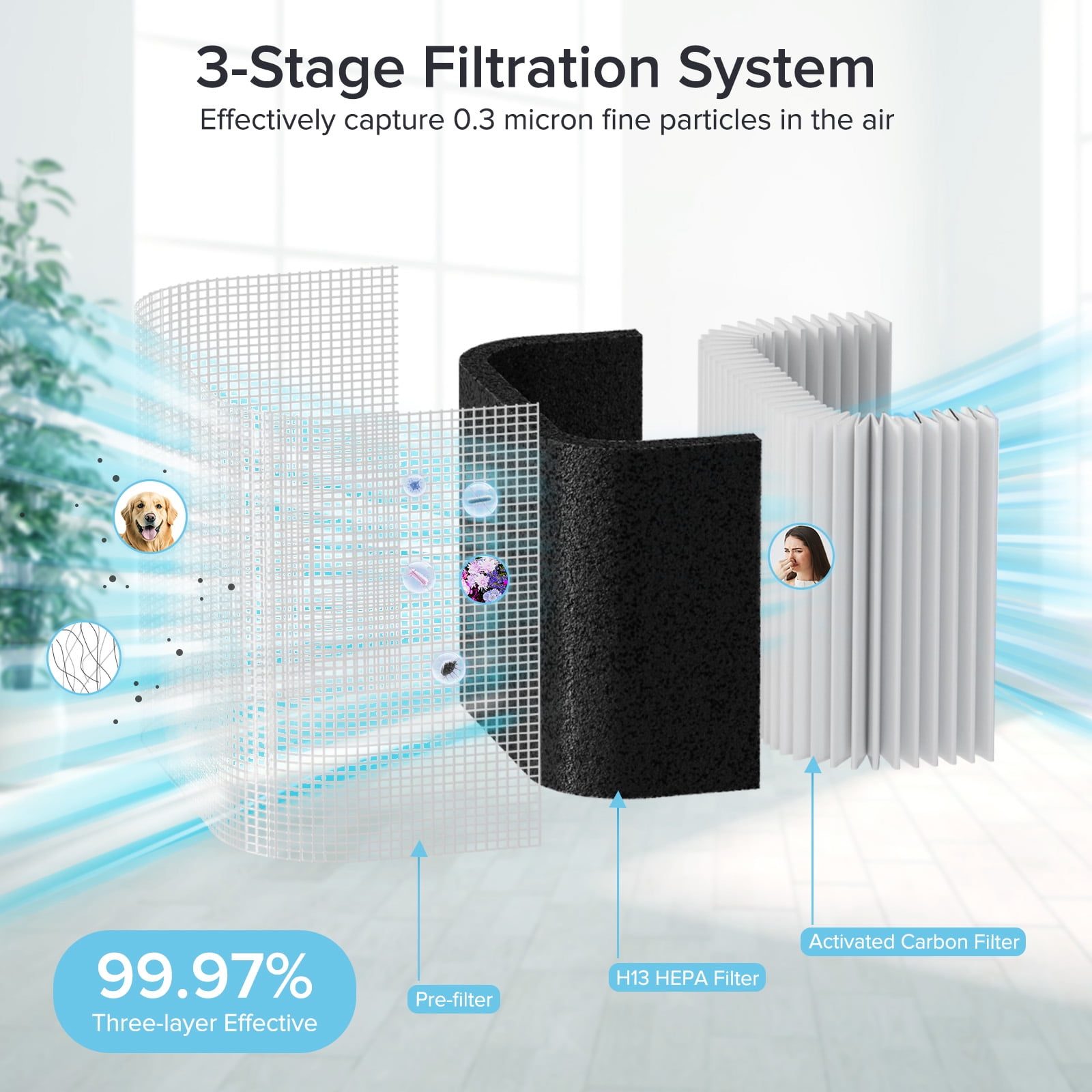 KISSAIR 2-in-1 Air Purifier and Humidifier Combo(CARB), H13 True HEPA Filter, Air Cleaners for Home/Office/Large Rooms(2676 Sq.ft), 99.97% Removal for Dust/Smoke/Pet Hair