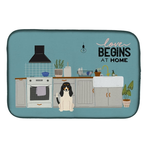 Swiss Hound Kitchen Scene Dish Drying Mat