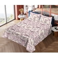 thumbnail image 4 of Ambesonne Nature Fitted & Flat Sheet with Sham 3 Pcs Set, Traditional Floral Sketchy, Twin, Rose Eggshell Plum, 4 of 5