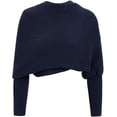 thumbnail image 1 of Xiao Hua Bufanda con mangas para mujer, suéter de punto con mangas, poncho cálido de talla grande para otoño e invierno, azul marino, 1 of 2
