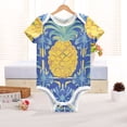 thumbnail image 6 of Pineapples and Blue Abstract Flower Pattern Pure Cotton Bodysuit Short Sleeve Pajamas One-Piece Romper Unisex 9M, 6 of 6