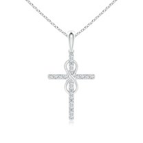 ANGARA Natural Diamond Cross and Infinity Pendant in 14K White Gold for Women (Size-0.9mm| Color-G| Clarity-VS2) | April Birthstone, Anniversary, Jewelry Gift for Women | Natural Diamond Necklace