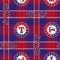 MLB Texas Rangers 58 100% Polyester Fleece Sports Logo Fabric By the Yard Blue and Red