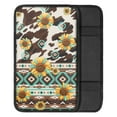 thumbnail image 2 of Renewold American Tribal Sunflower Brown Cow Print Auto Center Console Pad Universal Automotive Comfortable Console Armrest Cushion Durable Softness, 2 of 6
