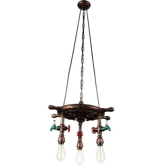 CWI Lighting Manor 3 Light Down Metal Chandelier in Speckled Copper