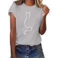 thumbnail image 2 of YLHFASHION Hauts pour Femmes Mode Manches 3/4 Col Rond Chemises Décontractées Tendance Blouses Imprimées Plissées devant t-Shirts Liquidation T-shirt Manches Courtes pour Femmes, 2 of 5