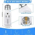 thumbnail image 3 of 3 Prong Light Socket Adapter,E26 Light Bulb Outlet Adapter,Polarized Light Socket to Plug Adapter,White Light Bulb to 2/3 Prong Outlet Plug Splitter Converter for Garage Porch CCTV Camera, 3 of 3