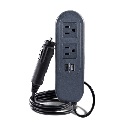 onn. Power Inverter - 150 Watts Output 2 Outlets, 2 USB Ports and 3ft Power Cord
