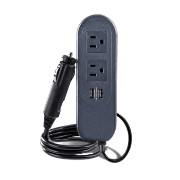 onn. Automotive Power Strip Inverter with 2 AC 150W Outlets and 2 - 3.1 Amp USB Ports
