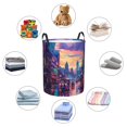 thumbnail image 4 of Honeii Taxi Colorful Town Print Laundry Hamper Basket,Baby Nursery Woven Storage Basket for Toys Bin,Pillows,Blankets,Clothes-, 4 of 6