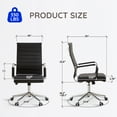 thumbnail image 2 of Livinia High Back Chrome Executive Swivel Office Desk Chair with Ribbed Leather Back (Black), 2 of 11