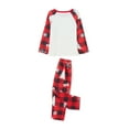thumbnail image 6 of Elippeo Christmas Family Pajamas Matching Set Cartoon Letter Print Raglan Sleeve Tops and Elastic Plaid Pants Loungewear, 6 of 10
