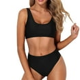 thumbnail image 1 of MKLEKYY Trajes De Baño Mujer 2 Piezas Women Two Piece Neck Bikini Crop Top High Cut Swimsuit Sporty High Waisted Bathing Suit With Bottoms, 1 of 5