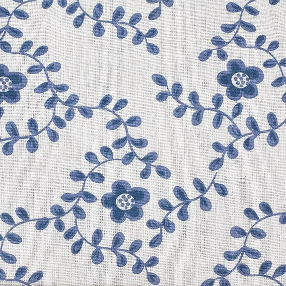 3.3 Yards Linen Floral Fabric 60 Inch Wide Decorative Fabric for Upholstery Clothing Sewing and DIY Crafts Blue White Blue