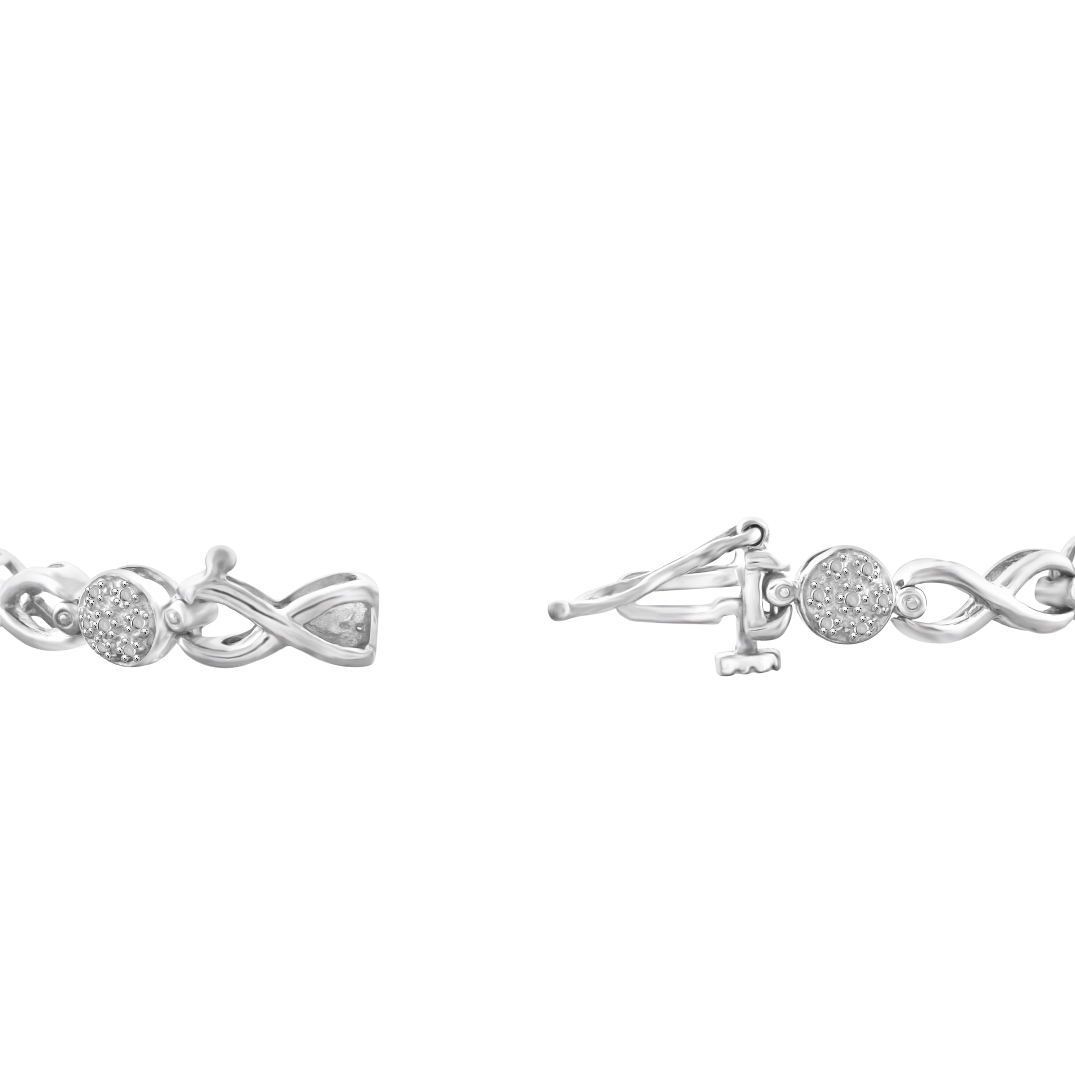 Sterling Silver Round-cut White Diamond Accent Infinity Bracelet