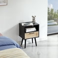 thumbnail image 4 of Algherohein Rattan Wood Nightstands 1 Drawer with Socket USB for Bedroom in Black Finish,Adult, 4 of 8
